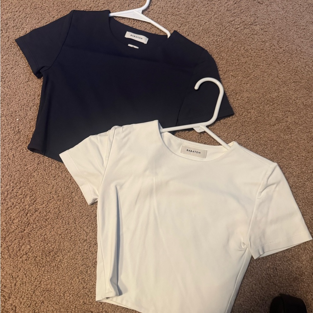 SET OF 2 Aritzia Babaton Black and White Crop Tops